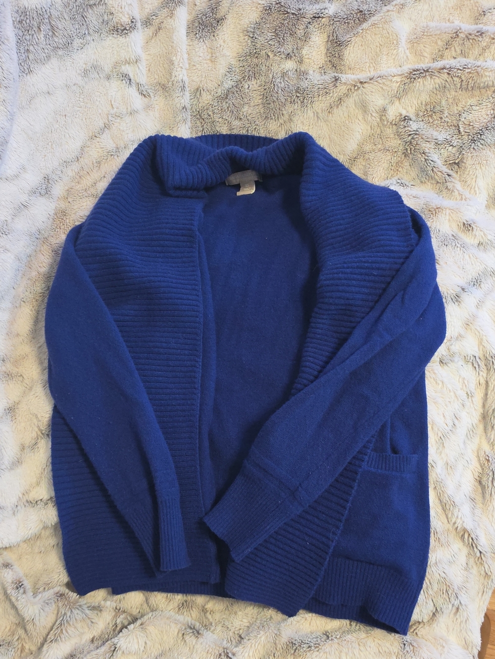 Banana Republic Blue Violet Open-Front Knit Italian Yarn Wool Cashmere Cardigan